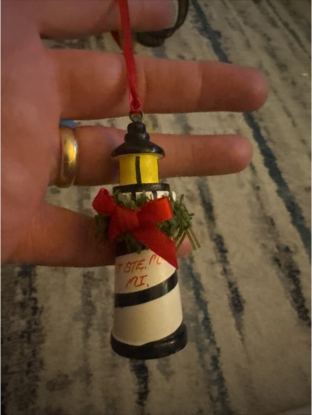 Daily Ste Marie Mi Lighthouse Christmas Ornament